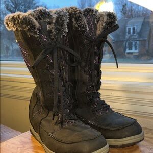Koppen Black Fur Lined Winter Snow Boots Women's Size 8‎ Lace Up Waterproof